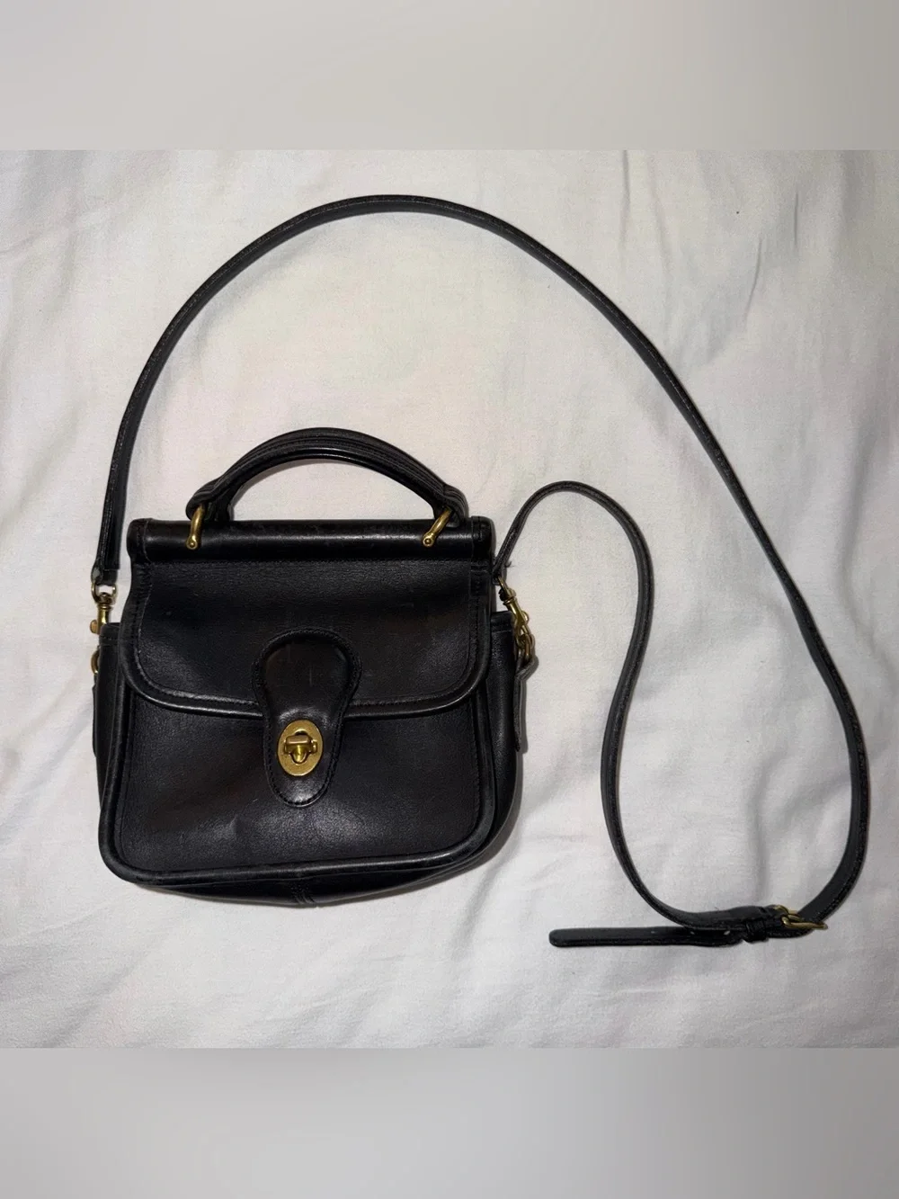 Vintage Coach Winnie Top Handle Bag Black Leather Purse